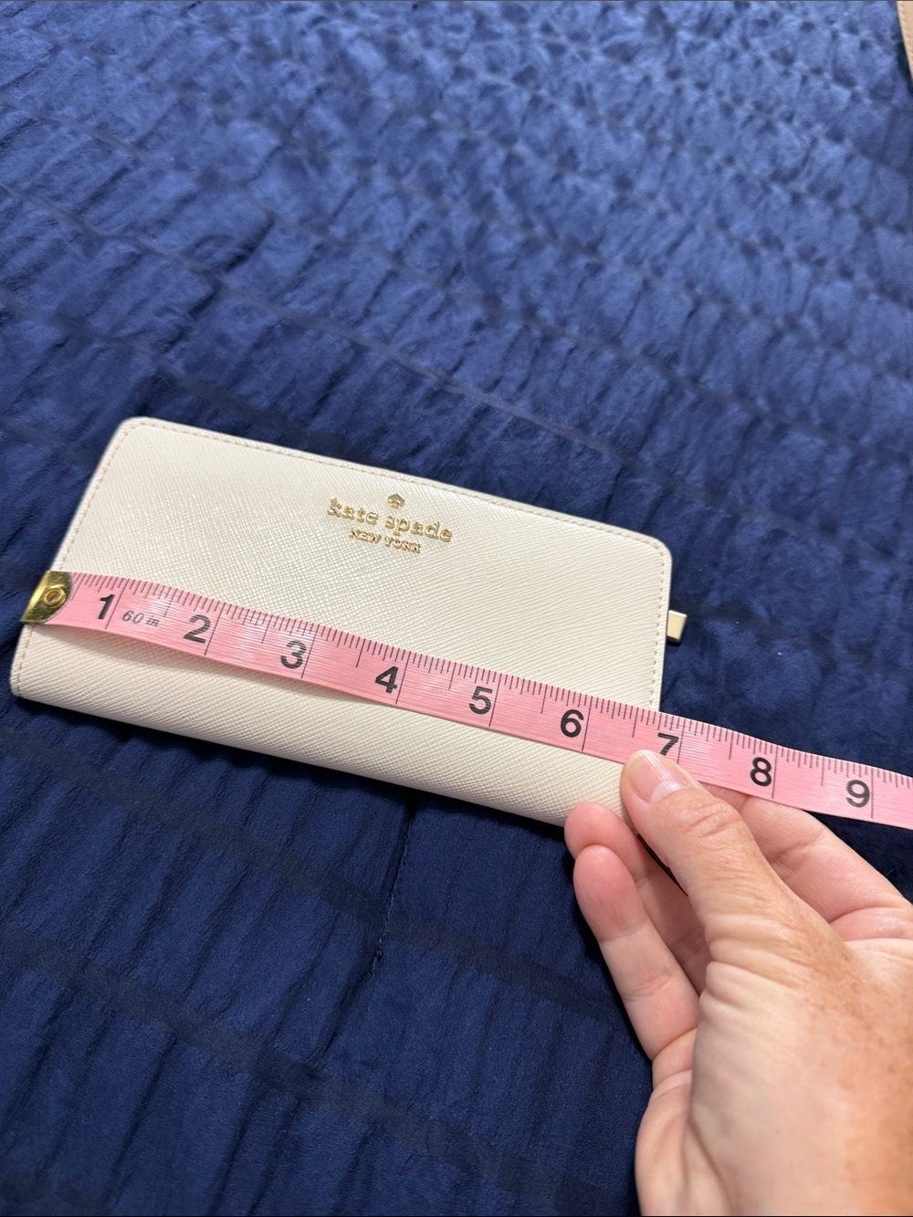 kate spade Cream Saffiano Zip-Around Wallet with Gold Logo - Picture 9 of 11